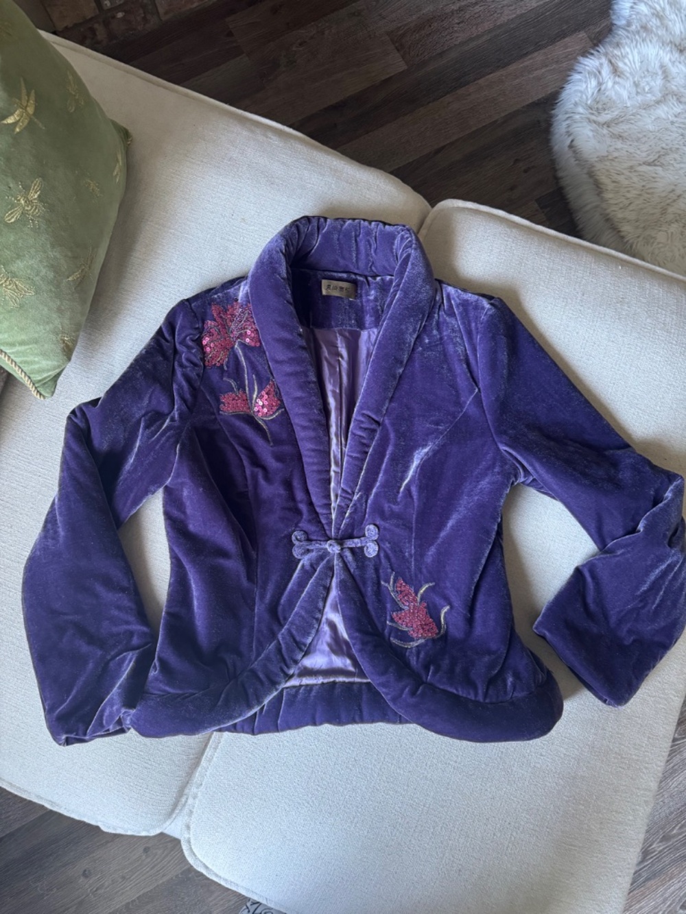 Vintage Purple Velvet Embroidered Sequin Jacket Whimsigoth Statement Jacket